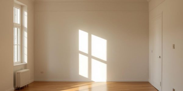 Fenêtre laissant passer la lumiere naturelle dans une pièce vide.