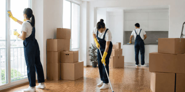 Grand nettoyage à Genève : équipe professionnelle en intervention dans un appartement lumineux